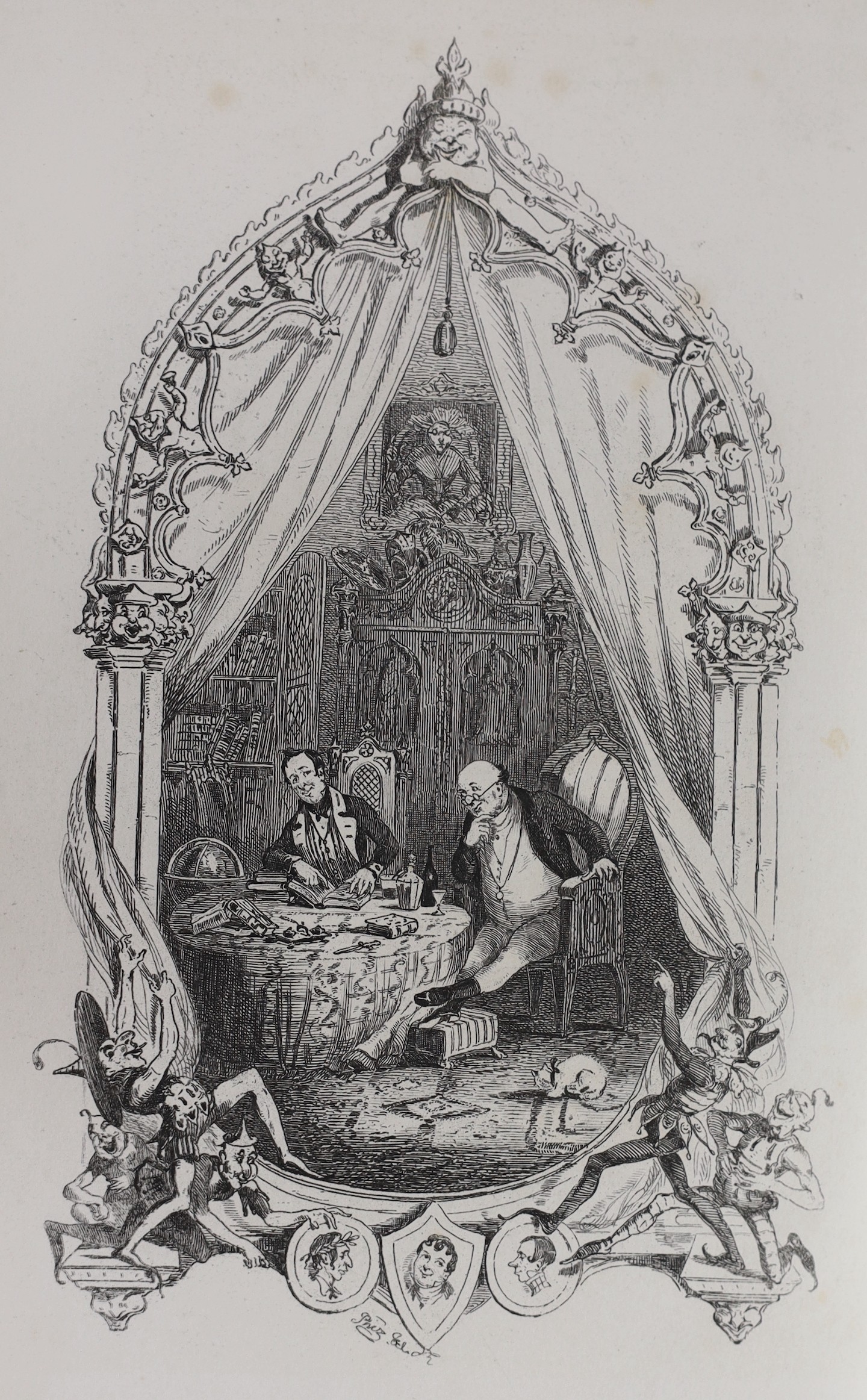 Dickens, Charles - The Posthumous Papers of The Pickwick Club, 2nd edition, 8vo, half leather, with 43 illustrations by R. Seymour and ‘’Phil’’, Chapman and Hall, London, [1837]